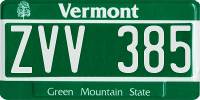 VT license plate ZVV385