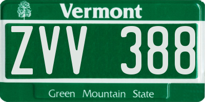 VT license plate ZVV388