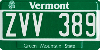 VT license plate ZVV389