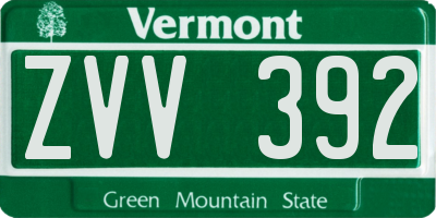 VT license plate ZVV392