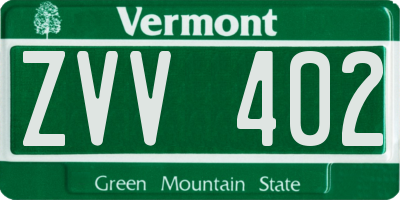 VT license plate ZVV402