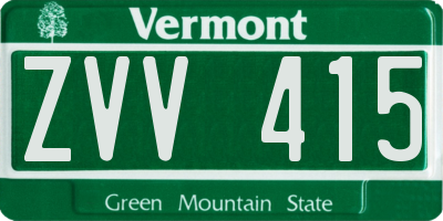 VT license plate ZVV415