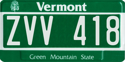 VT license plate ZVV418