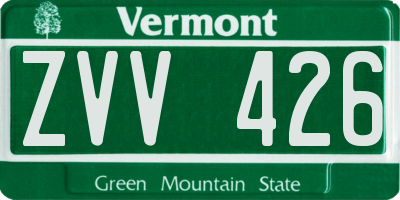 VT license plate ZVV426