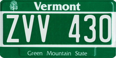 VT license plate ZVV430