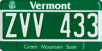 VT license plate ZVV433