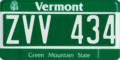 VT license plate ZVV434