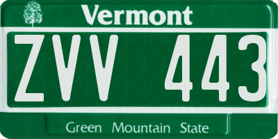 VT license plate ZVV443