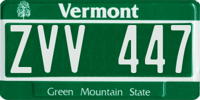 VT license plate ZVV447