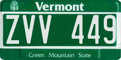 VT license plate ZVV449