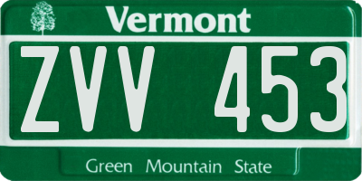VT license plate ZVV453