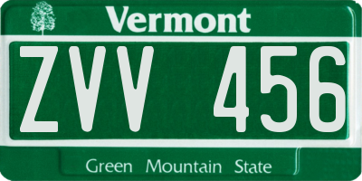 VT license plate ZVV456