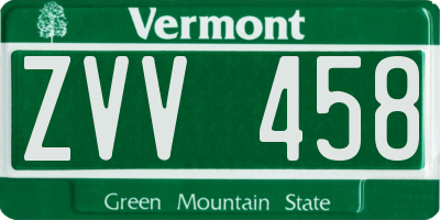 VT license plate ZVV458