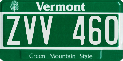 VT license plate ZVV460