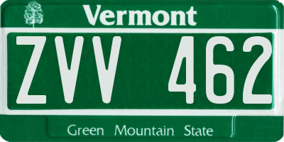 VT license plate ZVV462