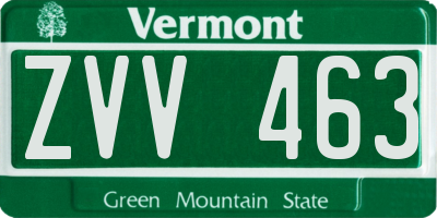 VT license plate ZVV463