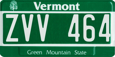 VT license plate ZVV464