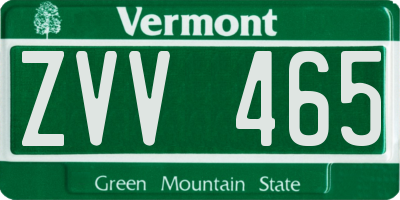 VT license plate ZVV465