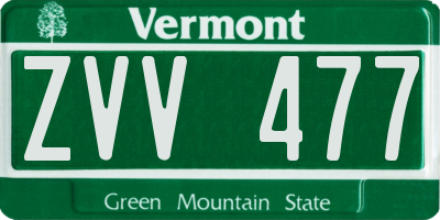 VT license plate ZVV477