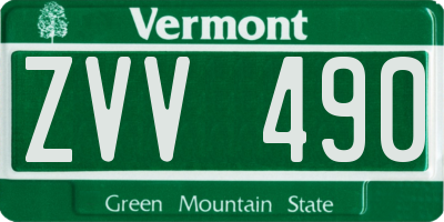 VT license plate ZVV490