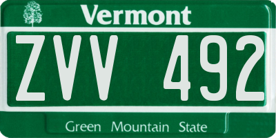 VT license plate ZVV492