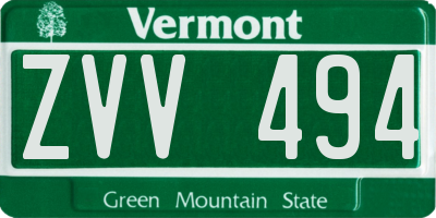 VT license plate ZVV494