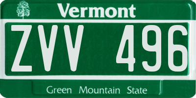 VT license plate ZVV496