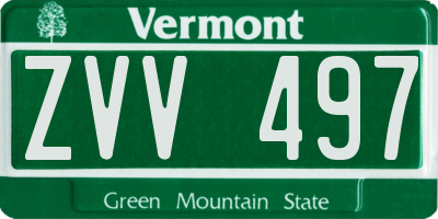 VT license plate ZVV497