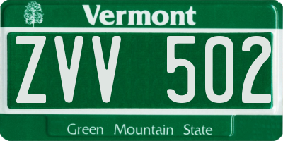 VT license plate ZVV502