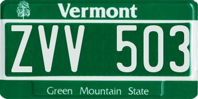 VT license plate ZVV503