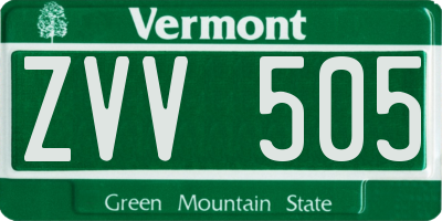 VT license plate ZVV505