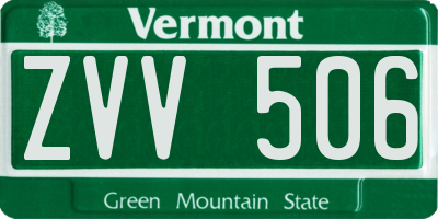 VT license plate ZVV506