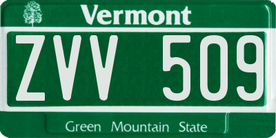 VT license plate ZVV509