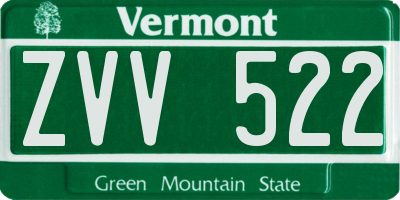 VT license plate ZVV522