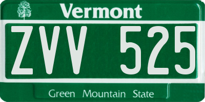 VT license plate ZVV525
