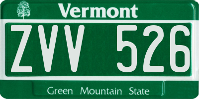 VT license plate ZVV526