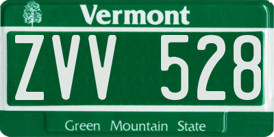 VT license plate ZVV528