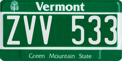 VT license plate ZVV533