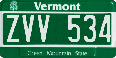 VT license plate ZVV534
