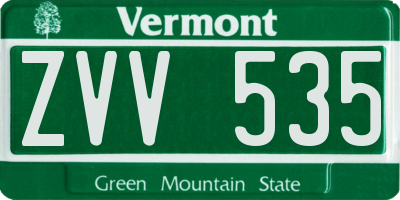 VT license plate ZVV535
