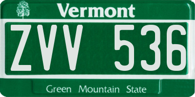VT license plate ZVV536