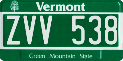 VT license plate ZVV538