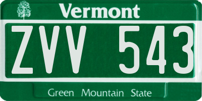 VT license plate ZVV543