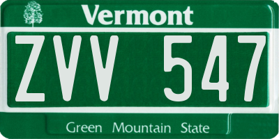 VT license plate ZVV547