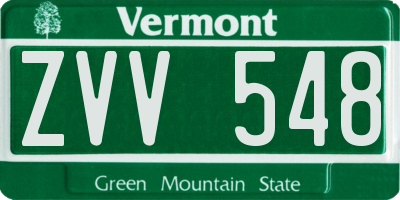 VT license plate ZVV548