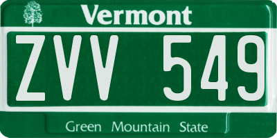 VT license plate ZVV549