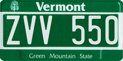 VT license plate ZVV550