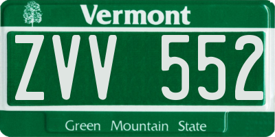 VT license plate ZVV552