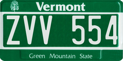 VT license plate ZVV554