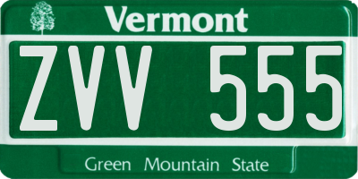 VT license plate ZVV555